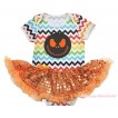 Halloween Rainbow Chevron Baby Bodysuit Bling Orange Sequins Pettiskirt & Nightmare Before Christmas Jack Print JS4604